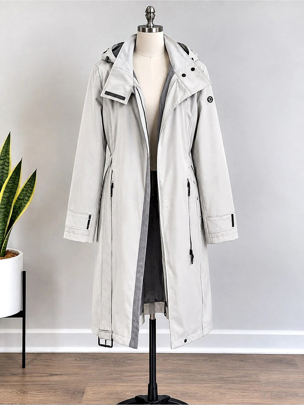 Calvin Klein Hooded Softshell Trench Coat Women's White XL